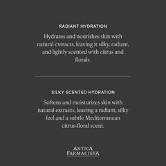 Antica Farmacista moisturizer featuring shea butter and honey for comfort.