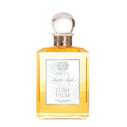 Antica Farmacista Bubble Bath with Lush Palm foam delivers a calming, long-lasting soak.