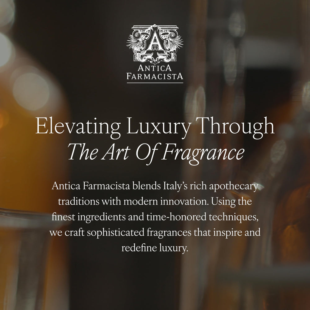 Antica Farmacista lifestyle shot suggests a spa-like daily ritual.