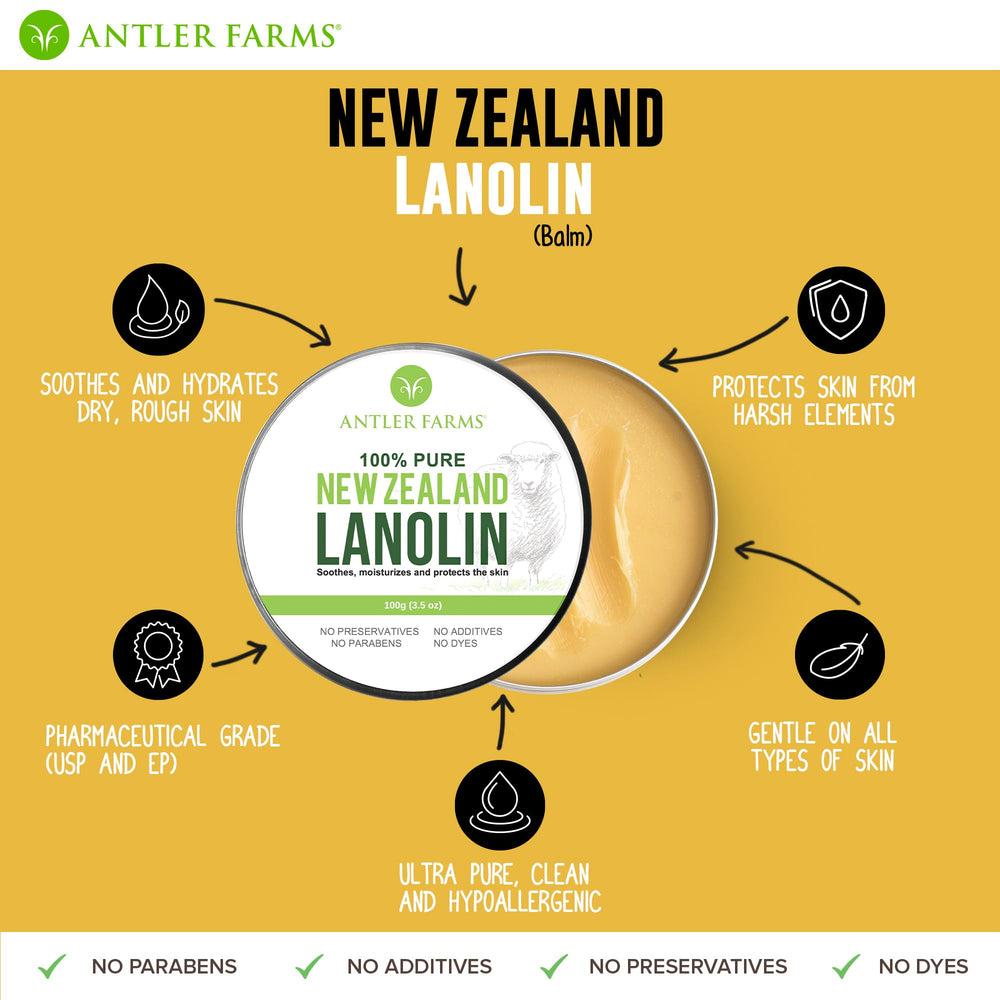 Applying Antler Farms Lanolin on the skin for gentle moisture.