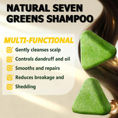 Anweina Nature Seven Greens Shampoo Bar close-up showing rich lather for thorough cleansing.
