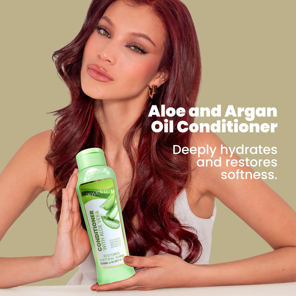 ANYELUZ Aloe Vera Argan Oil Conditioner travel bottle offers portable hydration on the go