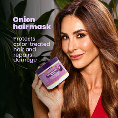 Anyeluz Onion Hair Mask application on strands shows smooth detangling and manageability