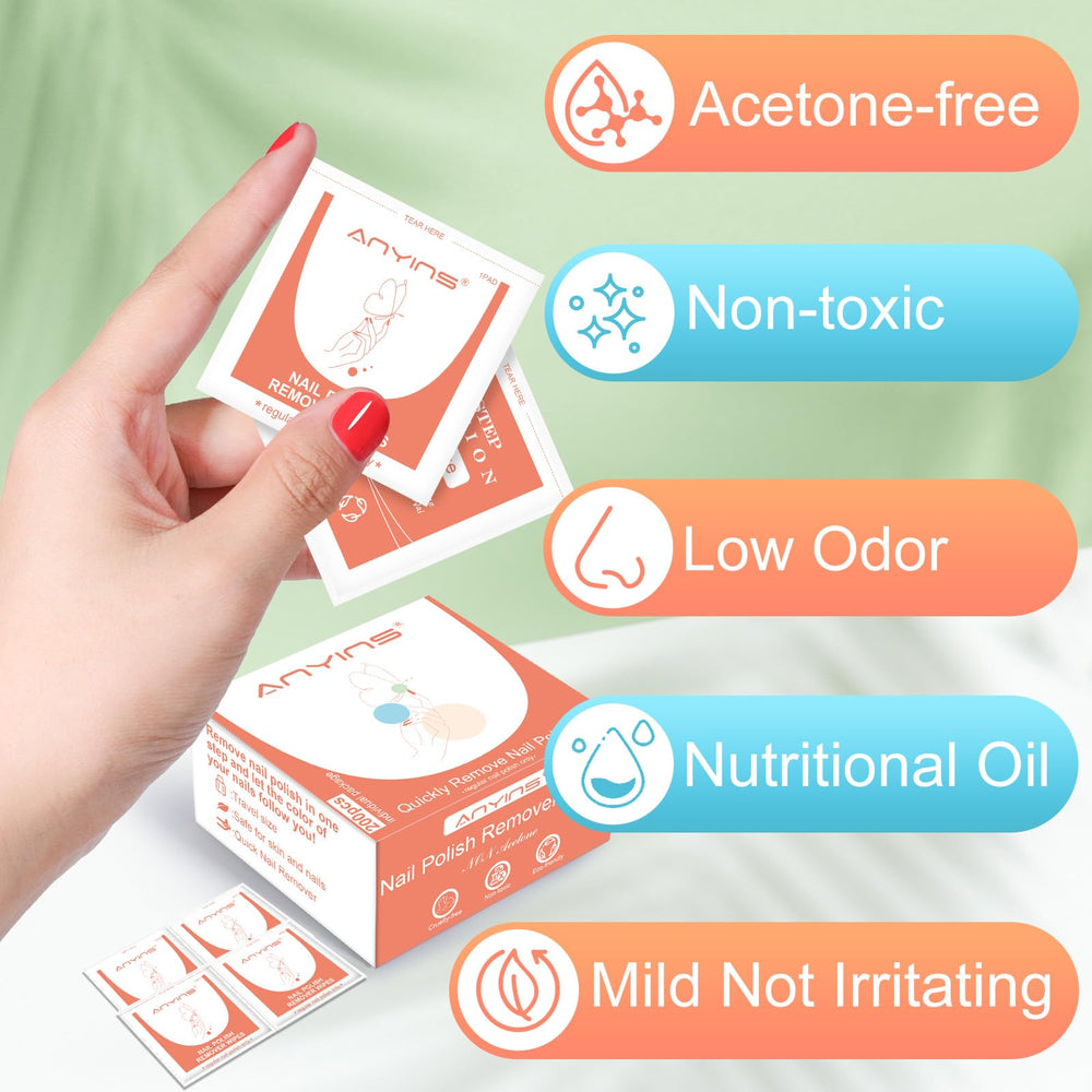 ANYINS nourishing oils in remover pads gently moisturize nails and cuticles during use