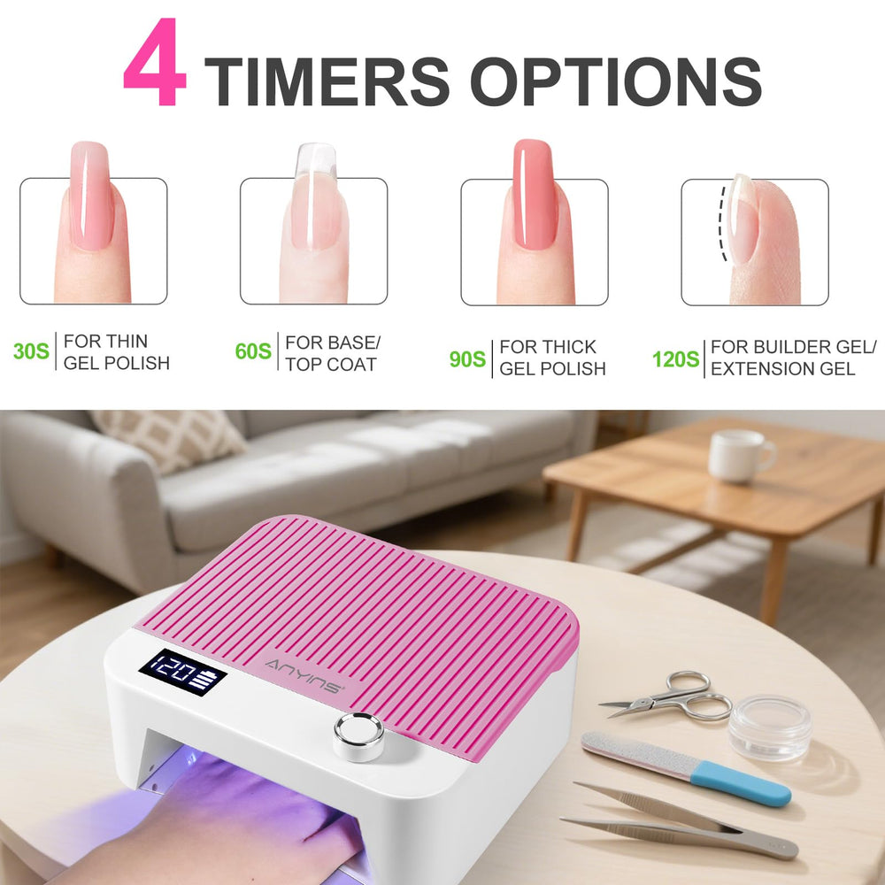 ANYINS UV Nail Lamp 120W magnetic base aids quick cleaning