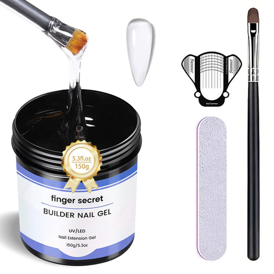 AOBOO Finger Secret hard gel bottle pour, clear builder gel for nail extensions.