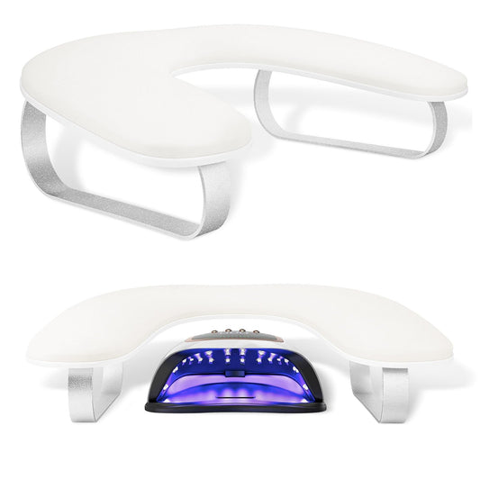 AONOLOVO nail arm rest with a 10-degree incline supporting a client's hand