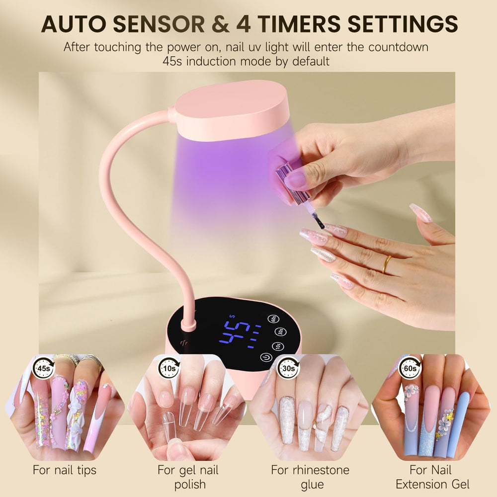 AORAEM UV Lamp shows 365nm+405nm spectrum for even gel curing.