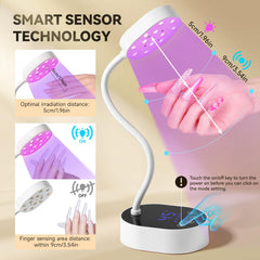 AORAEM UV nail lamp timer display close-up for precise 10/30/60s settings