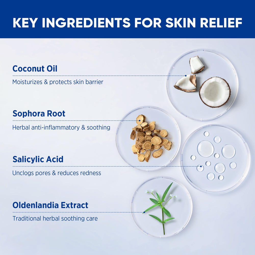 AOSORW scalp application demonstrates soothing use across hairline areas.