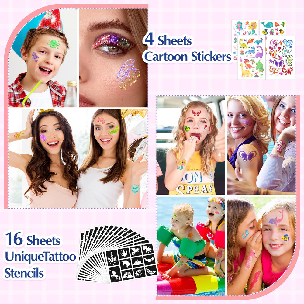Aottom tattoo templates spread with kid-friendly designs for creative play.