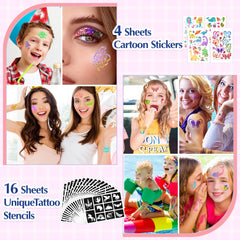 Aottom tattoo templates spread with kid-friendly designs for creative play.