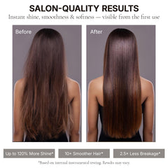 APHORENE application through mid-lengths demonstrating frizz control