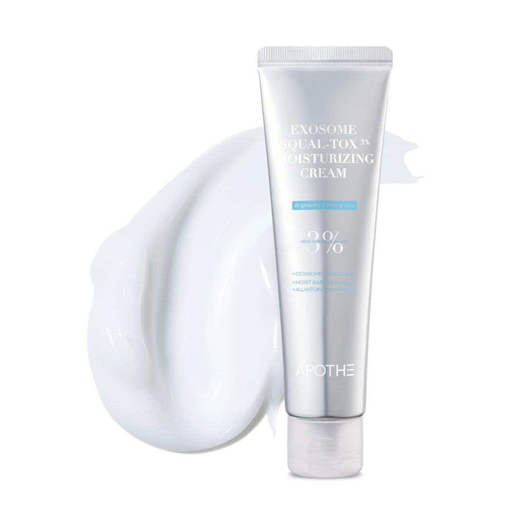 APOTHE Exosome Squal-Tox cream jar close-up showing rich hydration texture