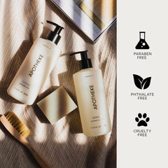 APOTHEKE Canvas natural botanicals with aloe nourish during wash.
