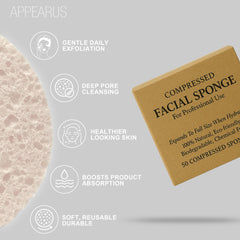 Appearus makeup-removal sponge aids gentle cleansing without residue.