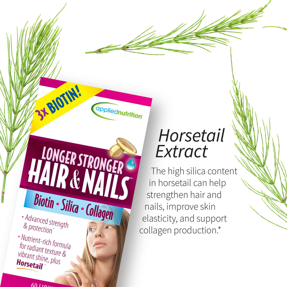Applied Nutrition Longer Stronger Hair & Nails pour shot indicating convenient dosing