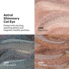 APRÉS Astral Gel Color Set pearlescent swatches for quick color assessment.