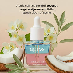APRÉS Cuticle Serum dropper applying serum to cuticles for quick absorption.