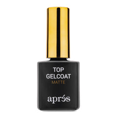 APRÉS Non-Wipe Matte Top Gel Coat bottle shows a sleek matte finish for lasting shine