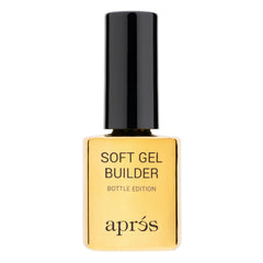APRÉS Soft Gel Builder bottle close-up shows a durable, flexible formula for lasting gel extensions.