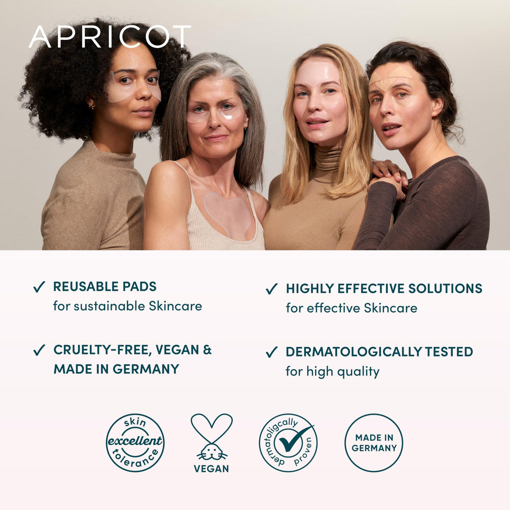 APRICOT Beauty Decollete Pad Reuse emphasizes sustainable silicone use.