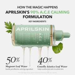 APRILSKIN A.C.E Serum watery texture during application, fast absorption and non-sticky feel.