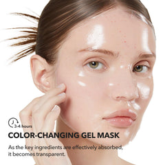 APRILSKIN TXA Pink Capsule Gel Mask absorption progresses as the gel becomes transparent.