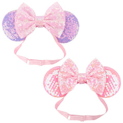 AQOKKA mouse ears headband with bow front view for a magical party look