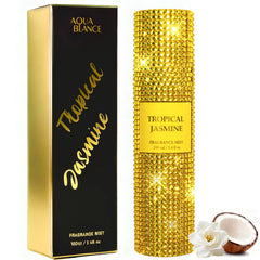 AQUA BLANCE bottle diamond-embellished catches light for an elegant look.