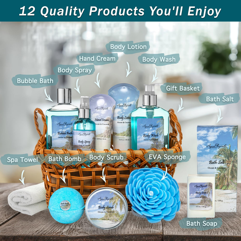 Aqua Elegante spa basket bubble bath foaming formula for relaxing soak