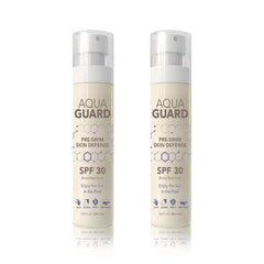 AQUA GUARD Pre-Swim Skin Defense bottle front showing hydration prep before swimming