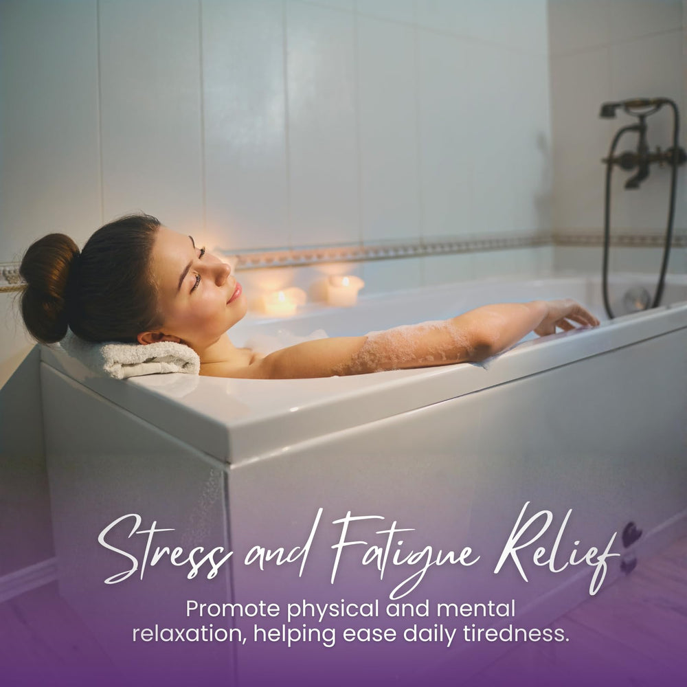 Aqua Pool and Spa Lavender crystals dissolving in warm water with aroma.