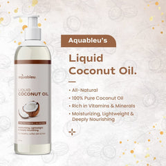Aquableu coconut oil texture showing lightweight formula for face and body.