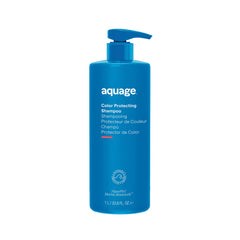 Aquage Color Protecting Shampoo bottle close-up supports color retention.