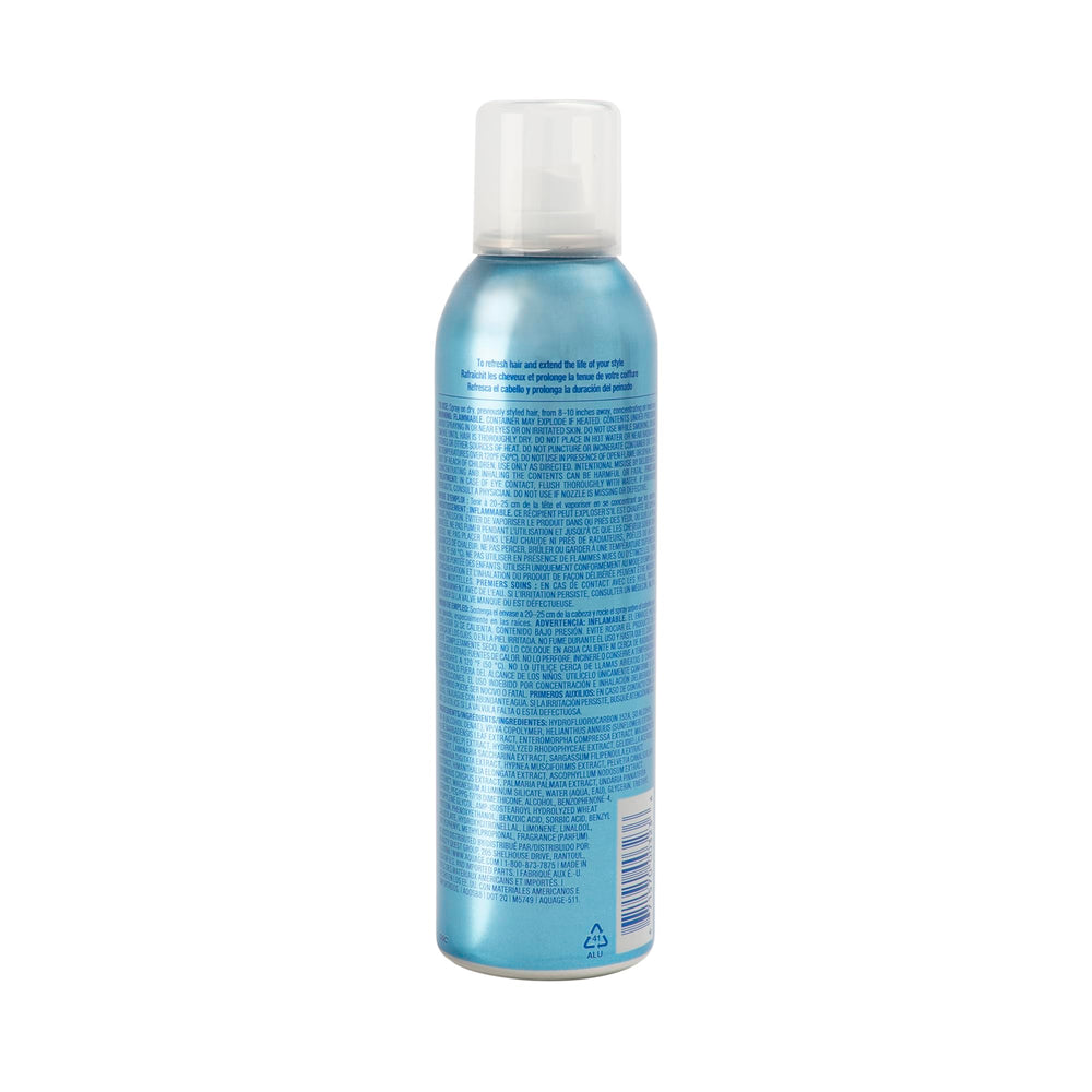Aquage dry shampoo style extending spray application mist provides instant volume and texture.