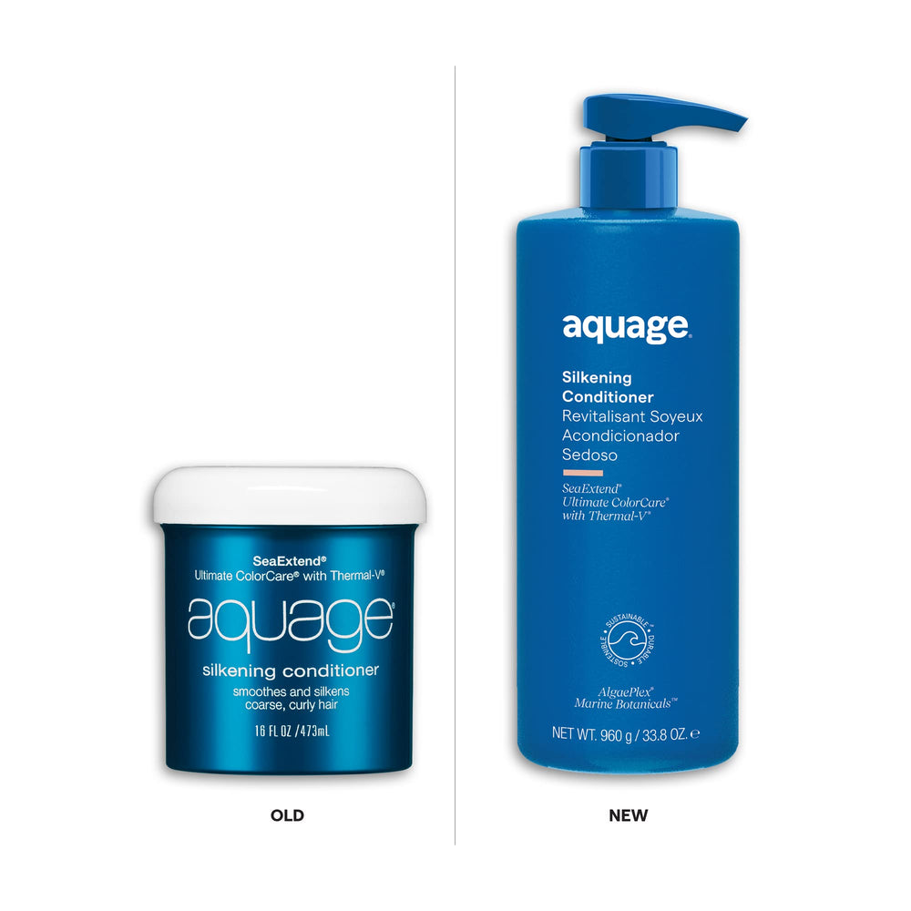 Aquage SeaExtend Silkening Conditioner bottle back showing moisturizing formula