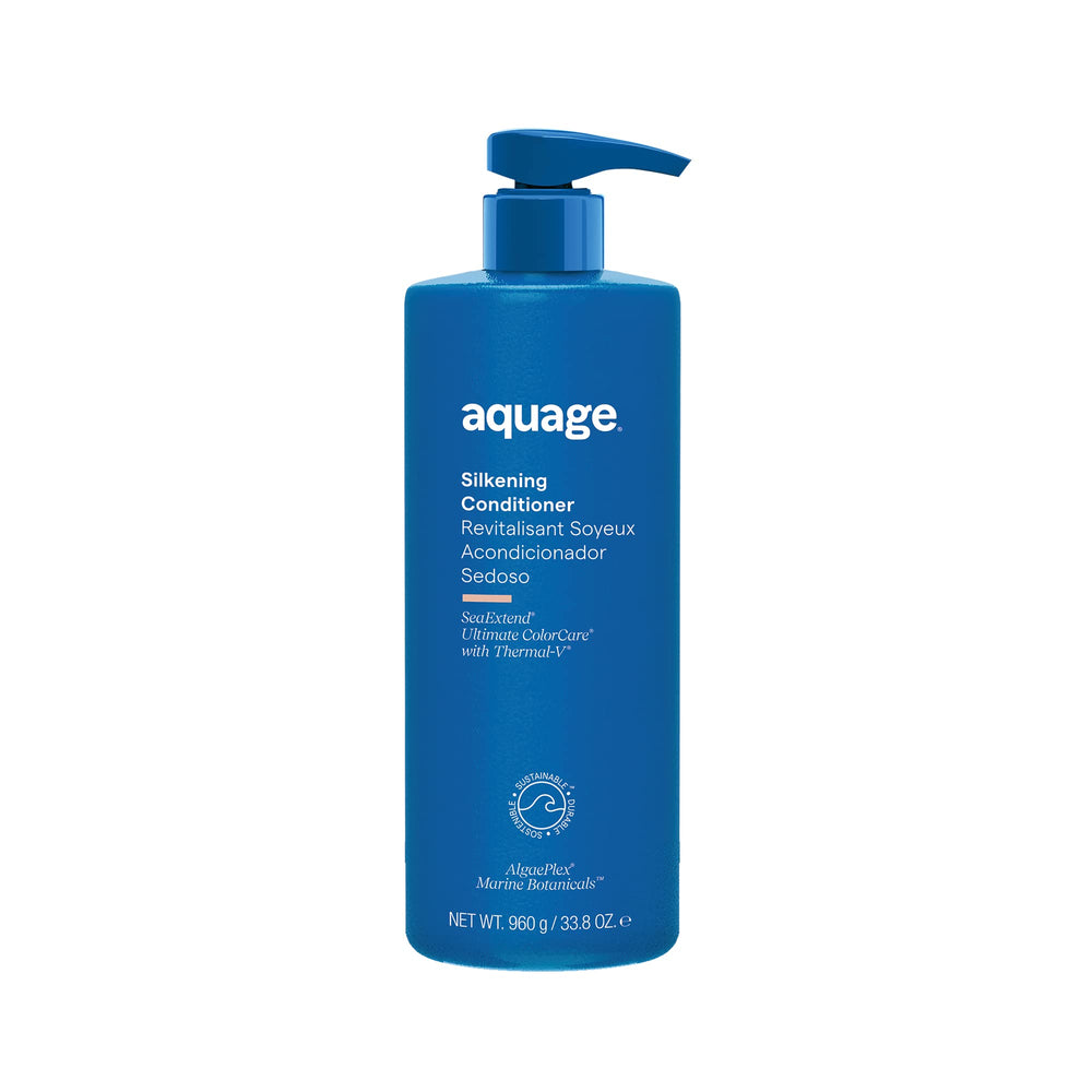 Aquage SeaExtend Silkening Conditioner bottle front for smoother, frizz-free styling