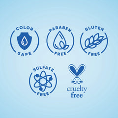 Creamy shampoo texture shown for daily use on curly hair.