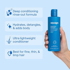 Aquage Weightless Detangler dispenser pump enabling effortless application and seamless conditioning.