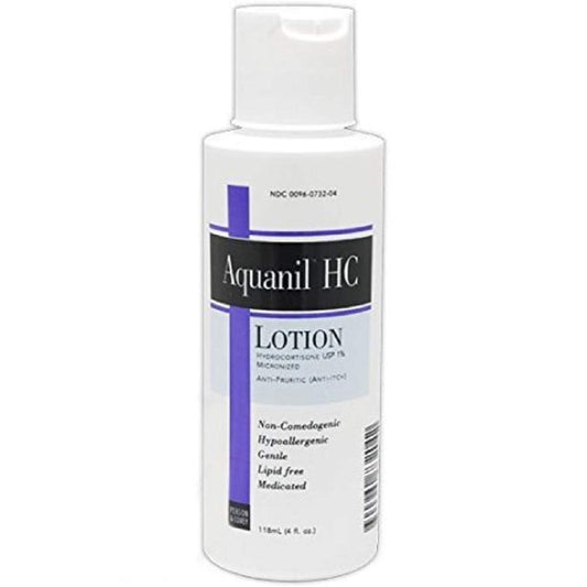 Aquanil HC lotion 4oz bottle for mild itch relief.