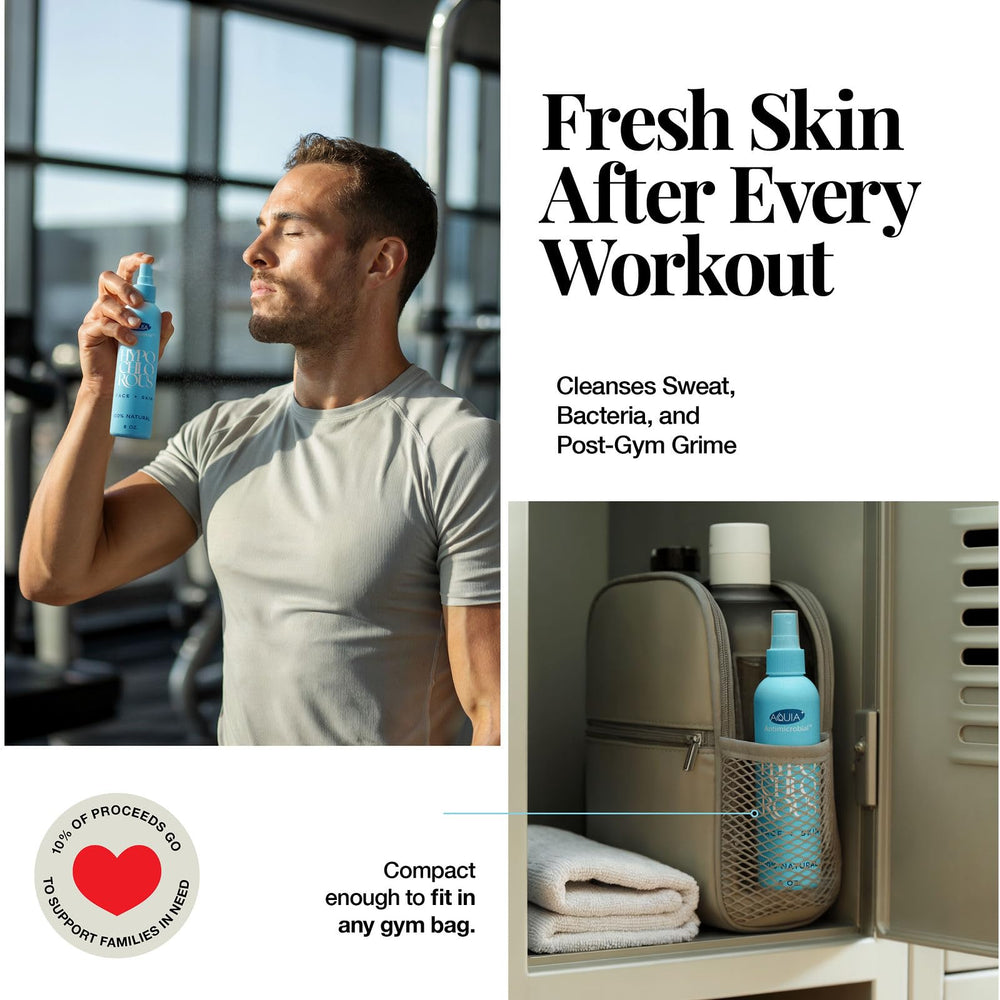 Aquia aftercare spray for piercing and skin comfort after activities.