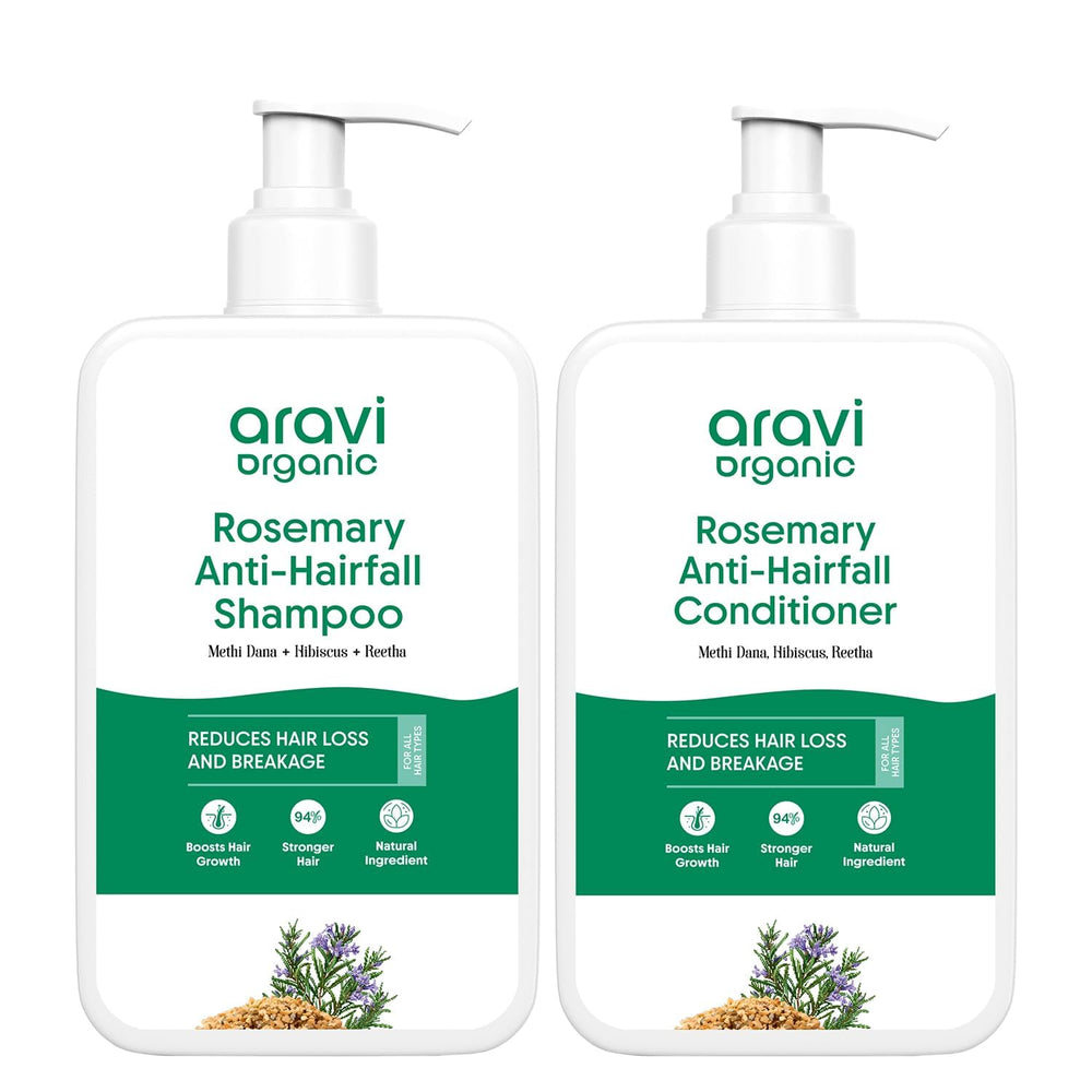 Aravi Organic Rosemary shampoo bottle pour for gentle cleansing and healthy hair