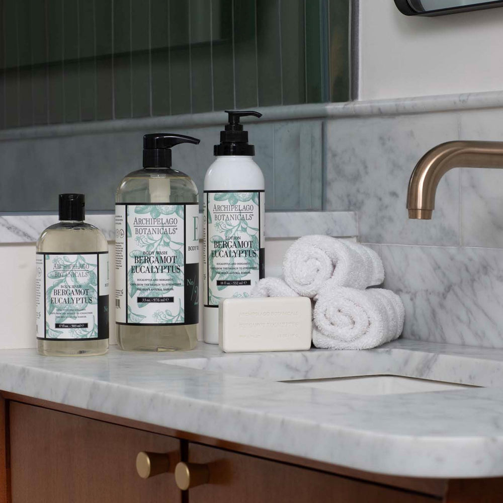 Archipelago Botanicals Bergamot Eucalyptus Lotion ingredients include shea butter and vitamin E.