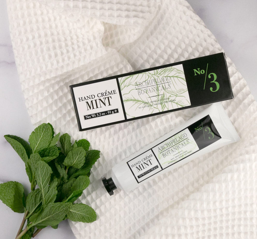 Archipelago Botanicals Morning Mint Hand Creme ingredients blend with jojoba esters for nourishment.