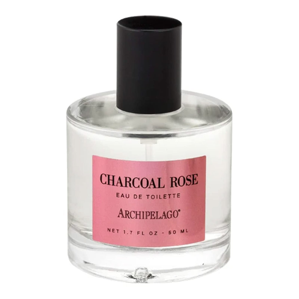 Archipelago Charcoal Rose EDT bottle in a compact travel size for on-the-go freshness.