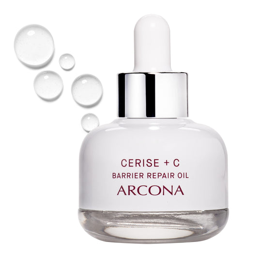 ARCONA Cerise C squalane cherry oil bottle shown for barrier support and glow.