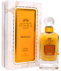 Ard Al Zaafaran Ithra Dubai Musk Mango spray showing long-lasting tropical allure for evenings.