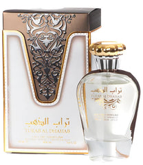 Ard Al Zaafaran Turab Al Dhahab top notes with citrus and coconut offer a bright opening.