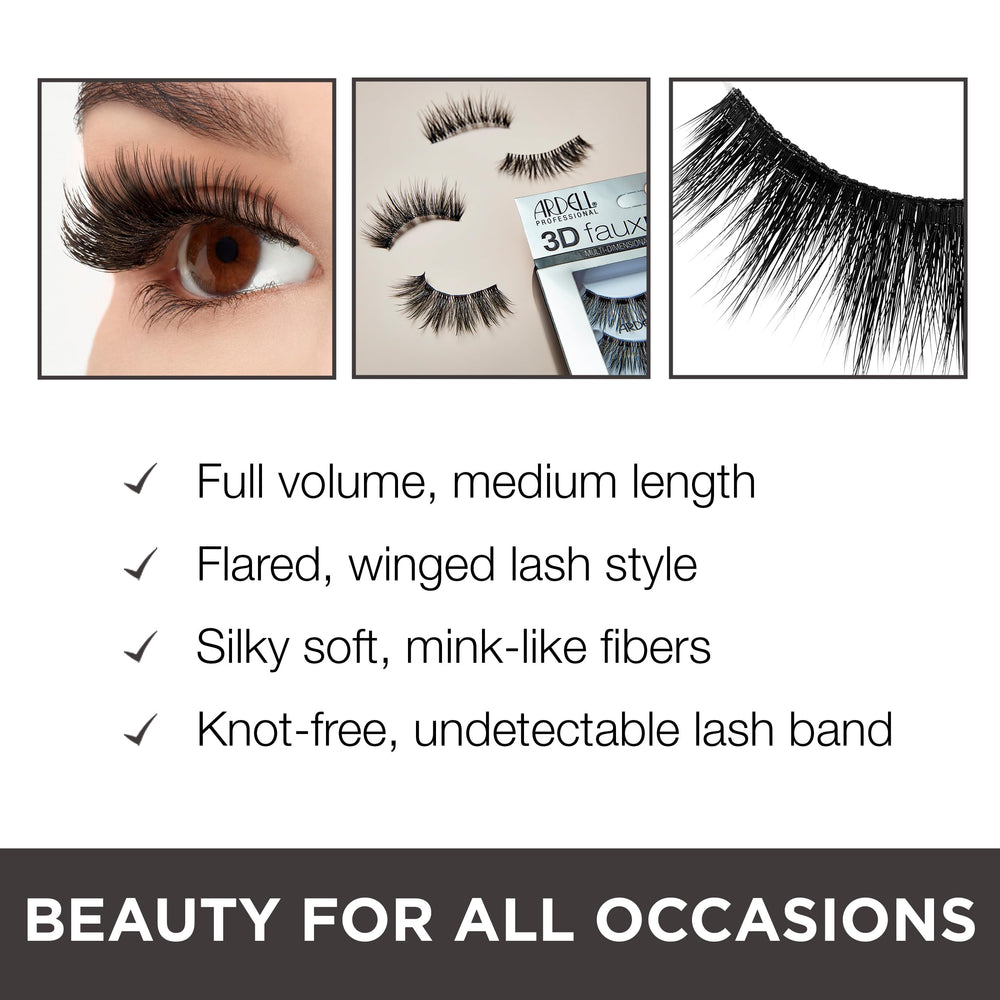 Ardell 3D Faux Mink 852 lashes showing criss-cross layers for depth.